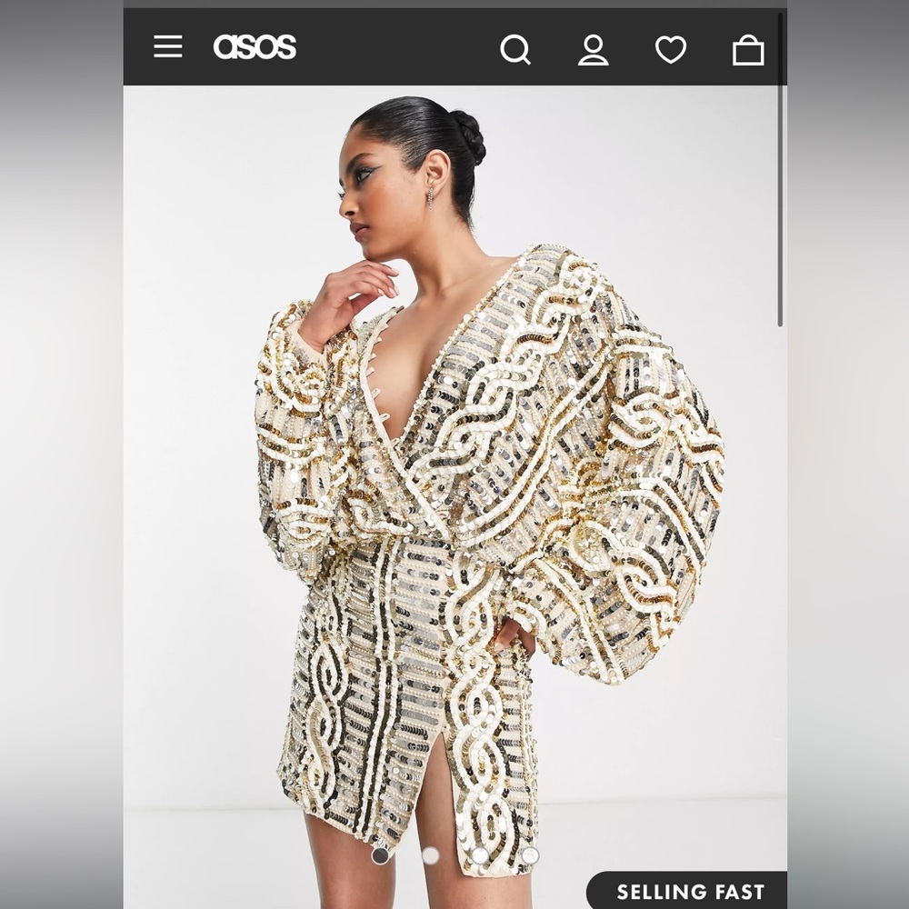 Gold Sequin Kimono Dress